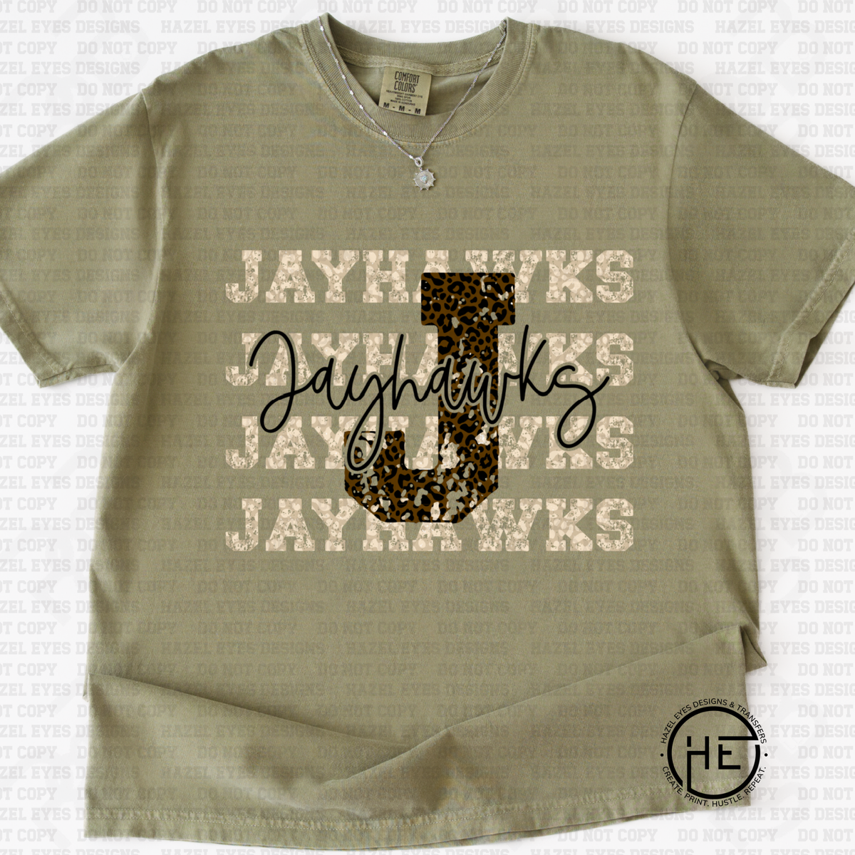 Jayhawk Leopard Print Letters - DTF Transfer