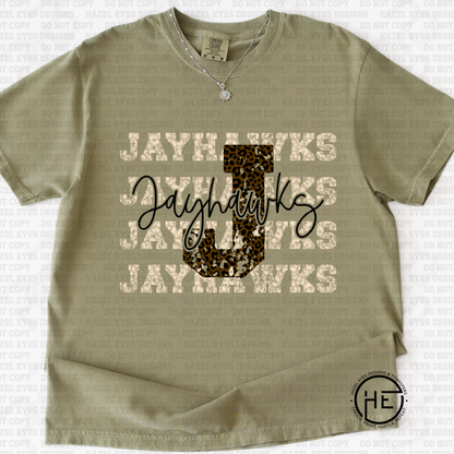Jayhawk Leopard Print Letters - DTF Transfer