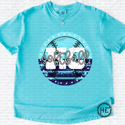 KC Softball Distressed Circle - DTF Transfer