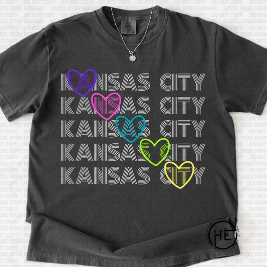 Kansas City with Pastel Hearts - DTF Transfer