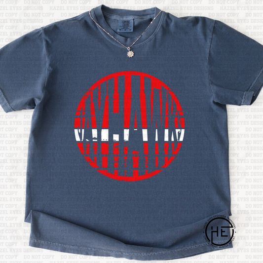 Jayhawks Red Distressed Circle - DTF Transfer