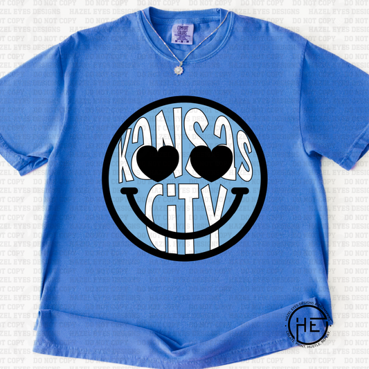 Kansas City Smiley Face with Heart Eyes - DTF Transfer