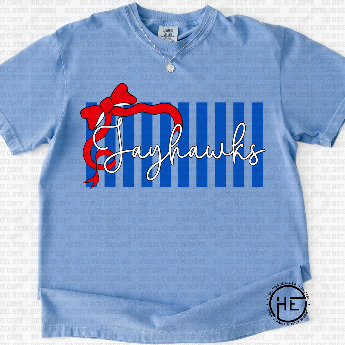 Kansas Jayhawks with Red Ribbon Bow Design - DTF Transfer