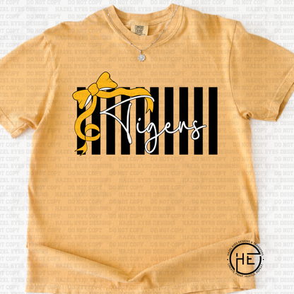 MO Tigers Bow with Black and Gold Stripes - DTF Transfer