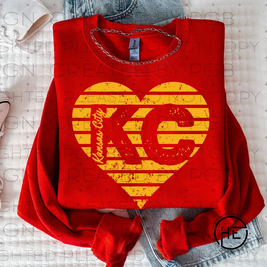 KC Striped Heart  - DTF Transfer