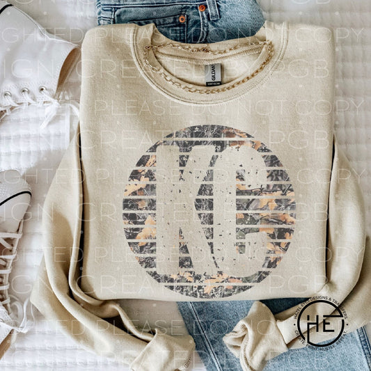 Light Camo KC Vintage Circle  - DTF Transfer