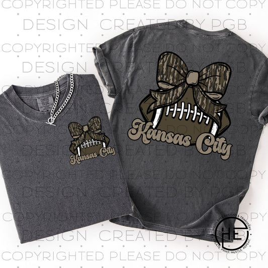 Camo KC Bow & Football  - DTF Transfer