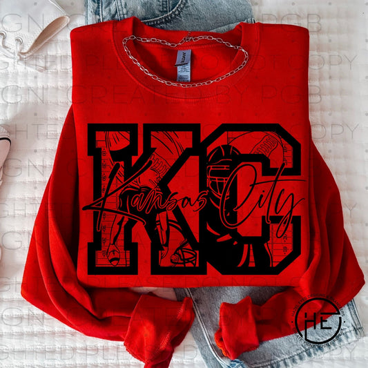 KC Football Shadow Box Black - DTF Transfer
