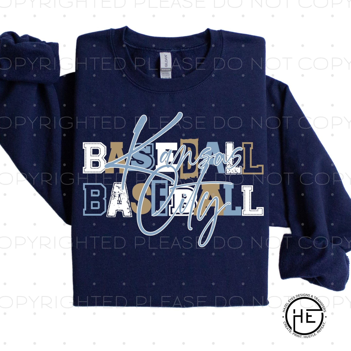 Block letter KC baseball - DTF transfer