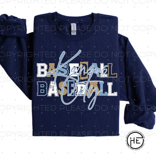 Block letter KC baseball - DTF transfer