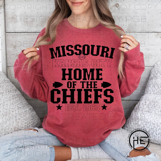 KCMO Home of the Chiefs Blk - DTF Transfer