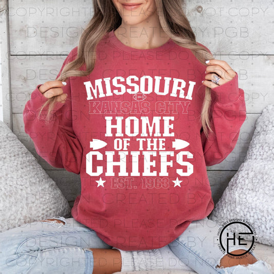 KCMO Home of the Chiefs Wht - DTF Transfer
