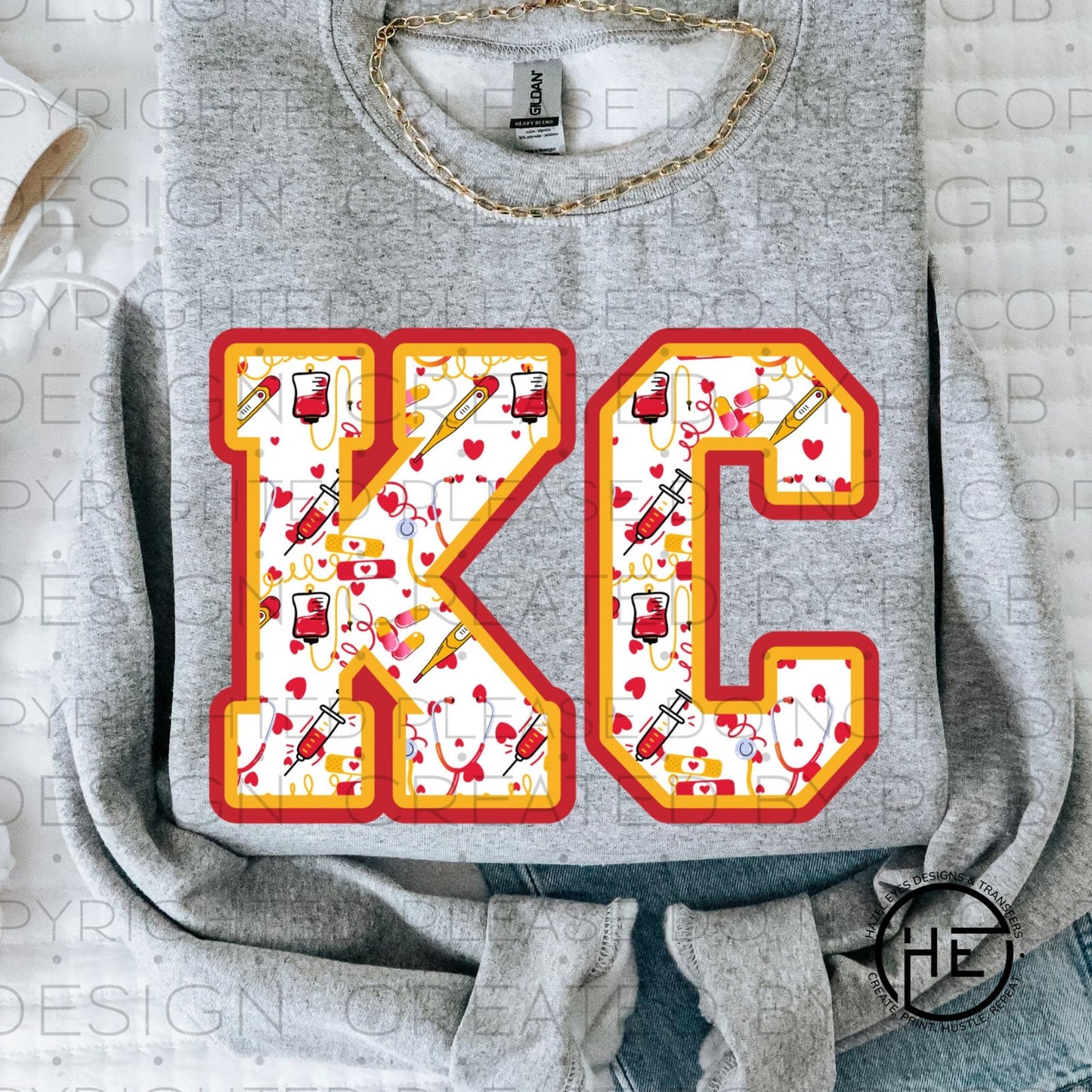 KC Nurse Red/Gold  - DTF Transfer