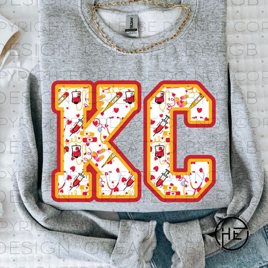 KC Nurse Red/Gold  - DTF Transfer
