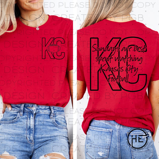 Sundays are for KC Football back black - DTF transfer