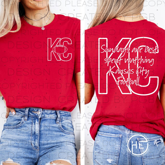 Sundays are for KC football white pocket - DTF transfer