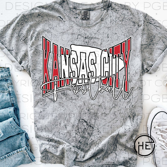 Kansas City football in white and red - DTF transfer