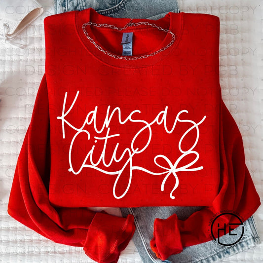 Delicate Kansas City bow WHT - DTF transfer