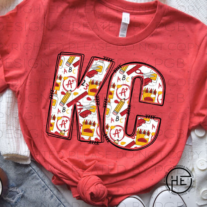 Kansas City initials with school fun - DTF transfer