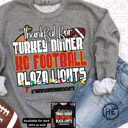 Thankful for turkey dinner and kc football - dtf transfer