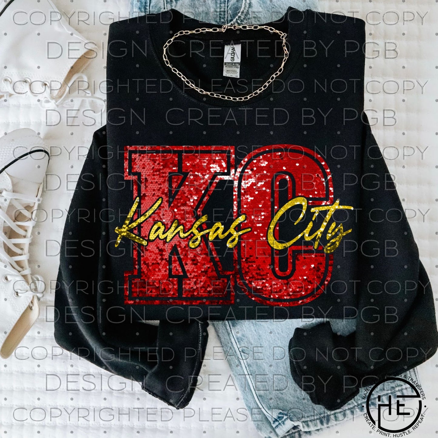 Sequined KC- dtf transfer