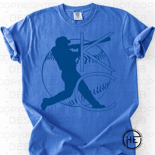 Blue Baseball Silhouette - DTF Transfer