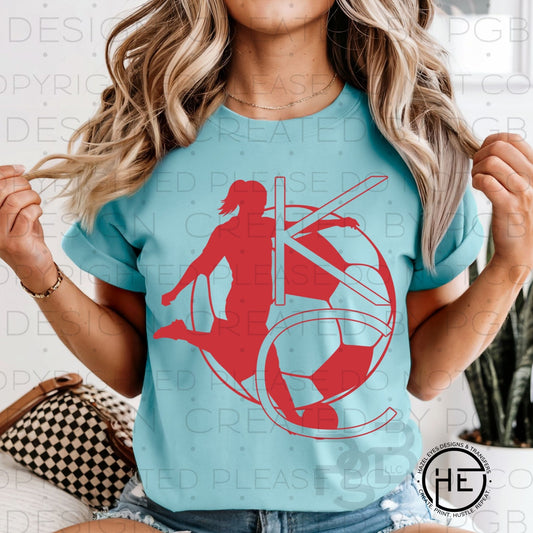 Women's Red Soccer Silhouette - DTF Transfers