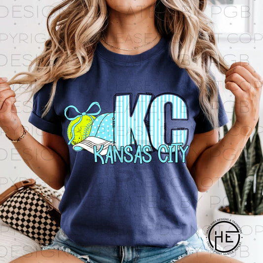 Pinstripe & Polka Dot KC Softball - DTF Transfer
