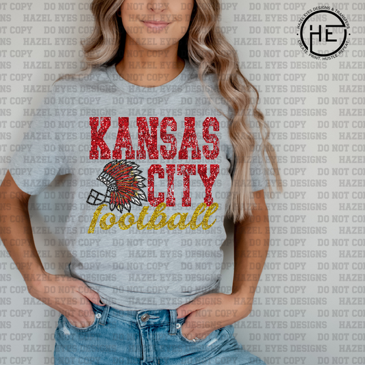 Kansas City Football Glitter DTF Transfer
