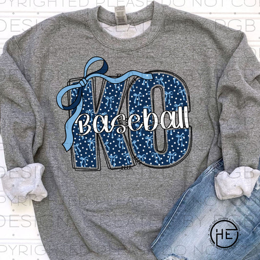 KC Baseball Two Toned Bow - DTF Transfer