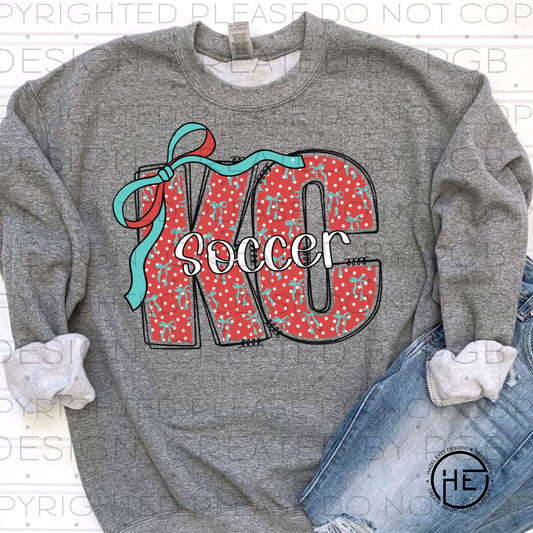 KC Soccer Two Toned Bow - DTF Transfer