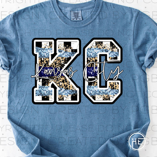 KC Checker, Leopard & Blue Sequins - DTF Transfer