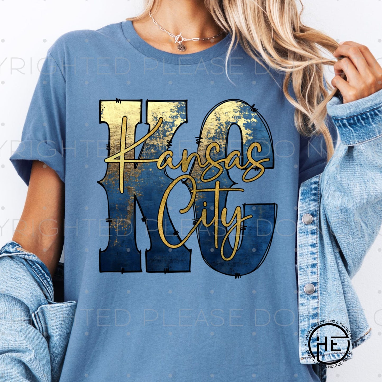Navy & Gold Foil KC  - DTF Transfer