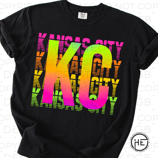 Neon Ombre Kansas City  - DTF Transfer
