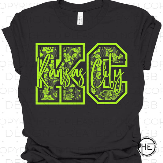 Lace Floral KC Green  - DTF Transfer