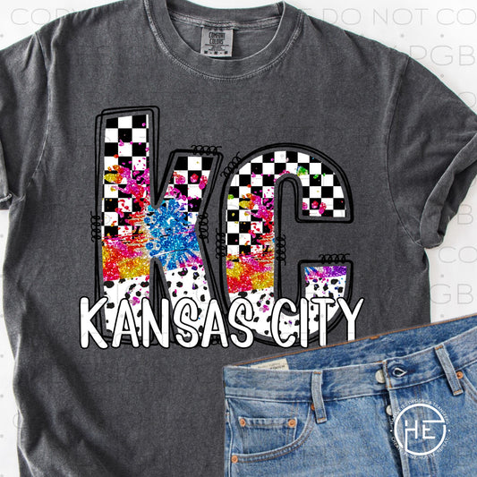 KC Rainbow Checker Glitter  - DTF Transfer