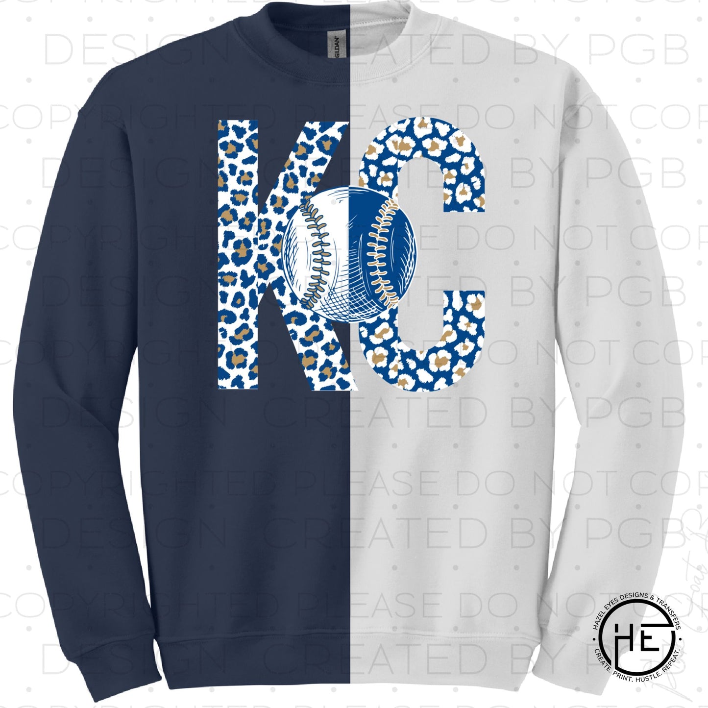Reversed KC baseball leopard print - dtf transfers