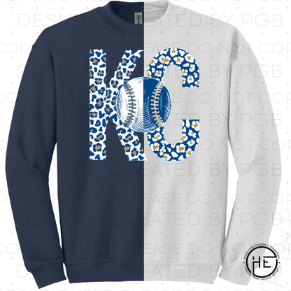 Reversed KC baseball leopard print - dtf transfers