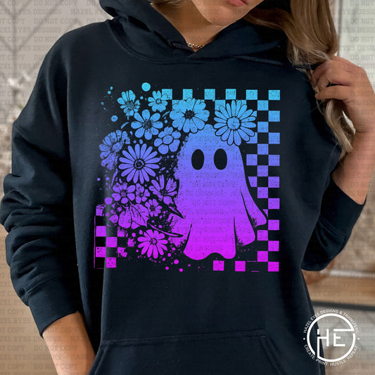 Ombre Checker Ghost Blue/Purple - DTF Transfer