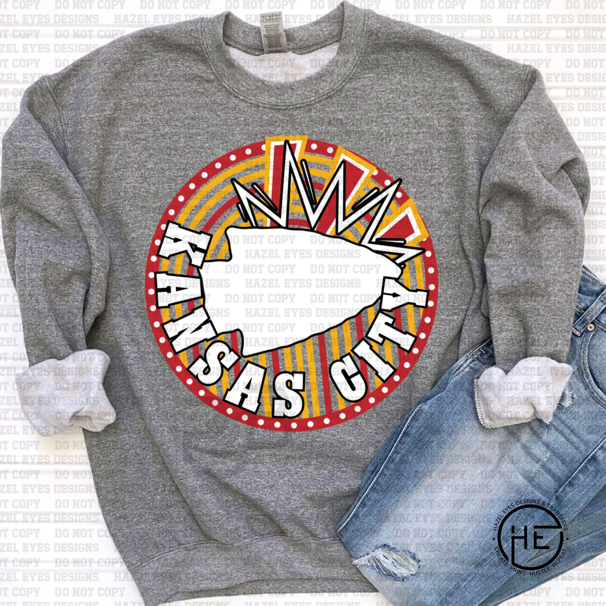 Retro Kansas City Arrowhead Circle - DTF Transfer