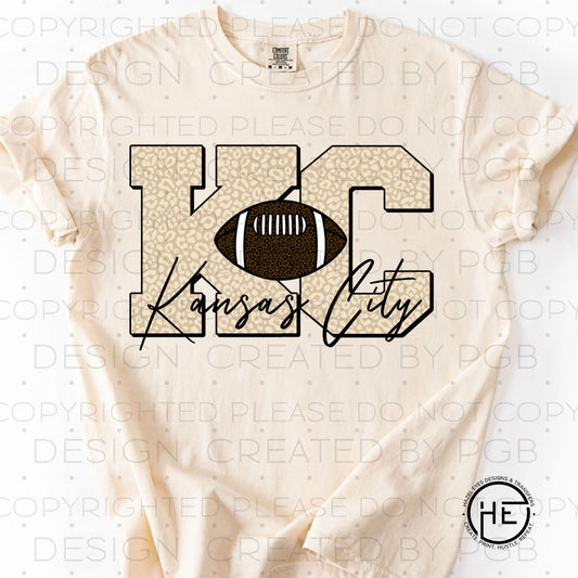 KC Football & Cream Leopard  - DTF Transfer