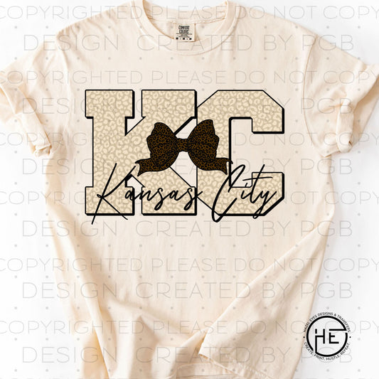 KC Bow & Cream Leopard  - DTF Transfer