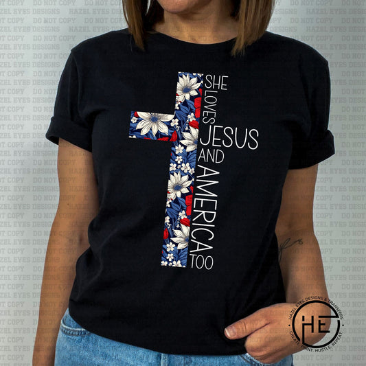 Loves Jesus Floral Cross - DTF Transfer