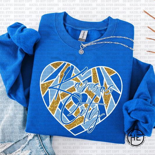 Kansas City Stained Glass Heart - DTF Transfer