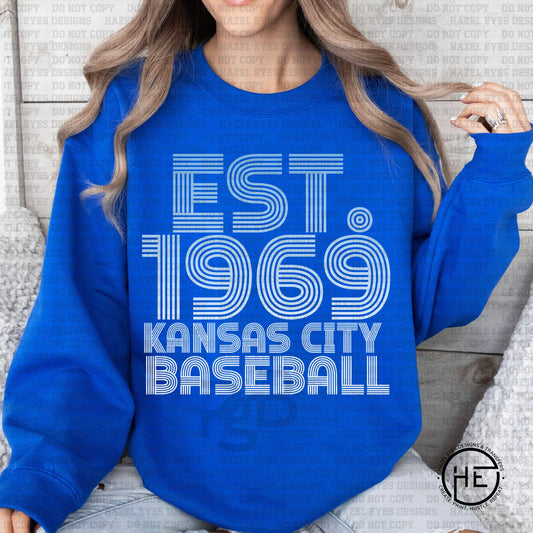 Ombre Retro Kansas City Baseball Est. - DTF Transfer