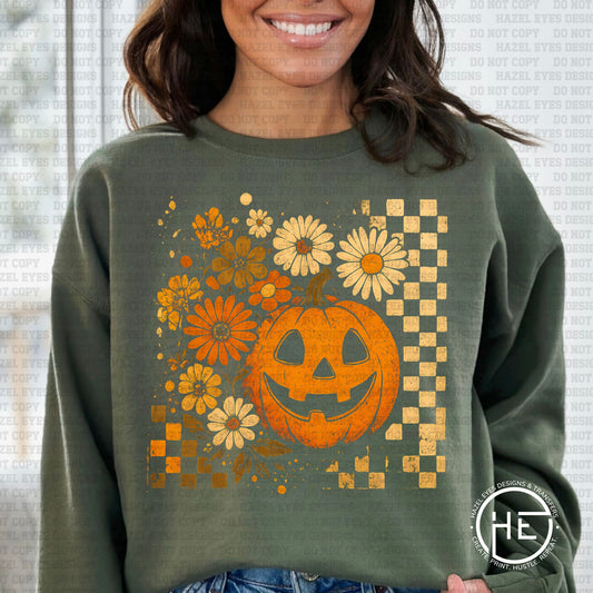 Rustic Checkered Pumpkin - DTF Transfer