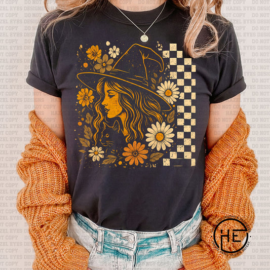 Rustic Checkered Witch - DTF Transfer