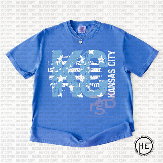 Grunge Stars Stripes KC Baseball - DTF Transfer