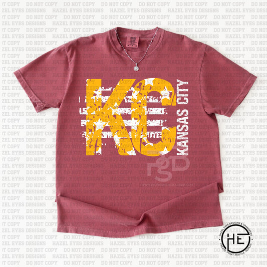 Grunge Stars Stripes KC Football - DTF Transfer