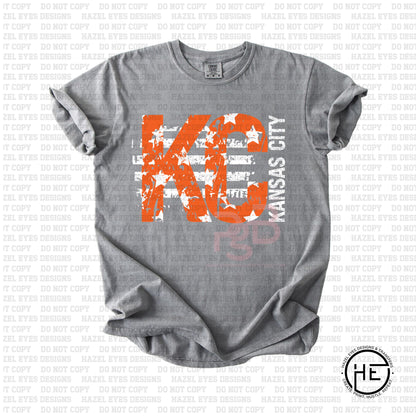 Grunge Stars Stripes KC Hockey - DTF Transfer